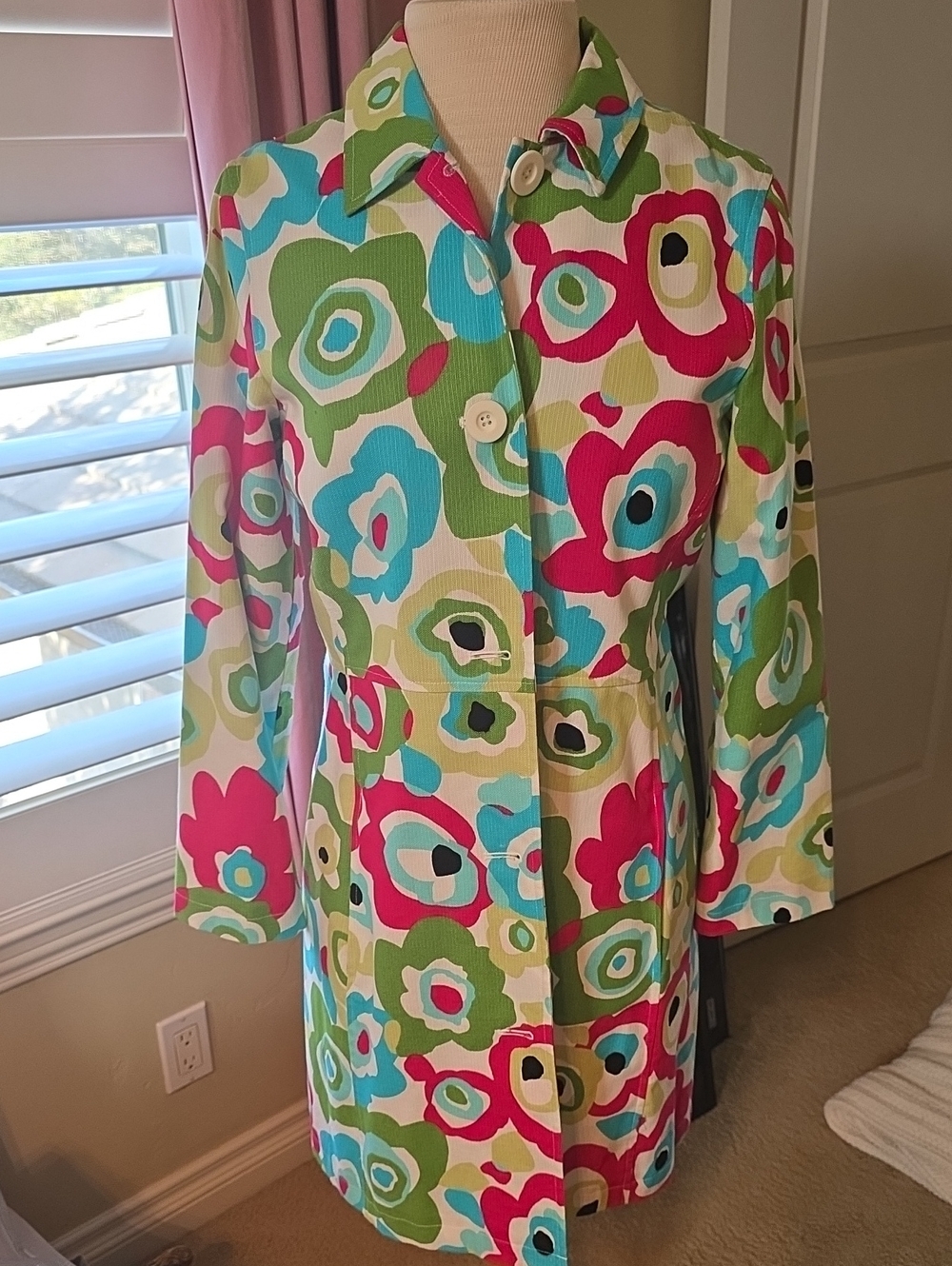 Susan Bristol Bright Floral Trench Coat - Multi Color